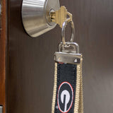 Georgia Bulldogs Collegiate Woven Ribbon Key Chain. University of Gerogia Key Fob. UGA Dawgs Gift. Brass Clasp and O-Ring.: Red