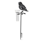 Black Metal Bird Rain Gauge – 22” Outdoor Garden Stake Decor