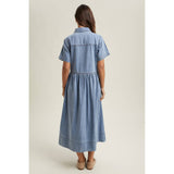 Classic Denim Button-Front Midi Dress