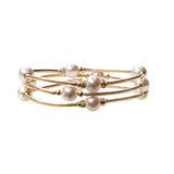 8mm Crystal White Blessing Bracelet with Gold-filled Links: L