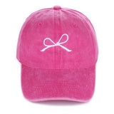 Hot Pink Bow Embroidered Hat