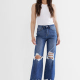 Mica 90's Vintage Crop Flare Jeans – Medium Wash