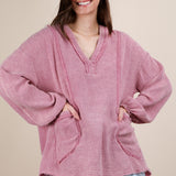 PLUS – Washed Cotton Gauze Oversized Pocket Top – Mauve