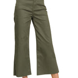 High Rise Flare Cropped Color Denim Pants – Dark Olive