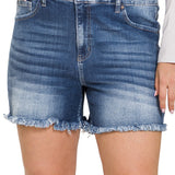 Curvy MidRise Raw Frayed Hem Shorts