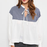 Front Tie Stripe Top – Navy & White