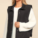 Black Button Down Quilted Vest
