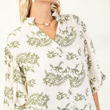 Sage Embroidered Button Down Blouse