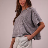 Mineral Washed Oversized Crop Tee – Vintage Gray