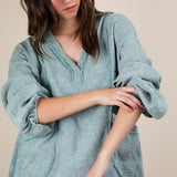 Washed Cotton Gauze Oversized Pocket Top – Sage