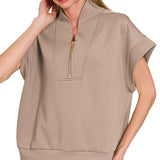 Scuba High Neck Half Zip Vest – Cocoa