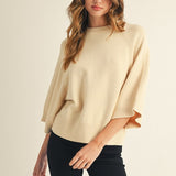 Cream Drop Shoulder Cozy Sweater
