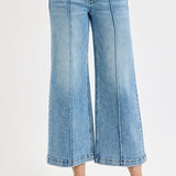 Risen Pintuck Crop Wide Leg Jeans (Mid Rise)