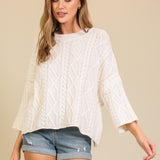 Cozy Texture Cable Knit Sweater – Ivory