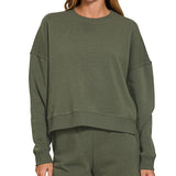 Fleece Sweatshirt & Shorts Set – Dark Olive
