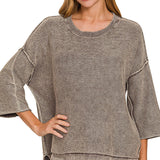 Brown Washed Boxy Sweater