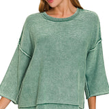 Hunter Green Washed Boxy Sweater