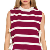 Side Tie Stripe Sweater Vest – Cabernet