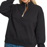 Plus Fleece Half Zip Sweatshirt – Black