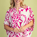 Curvy Coastal Crush Printed Top – Fuchsia