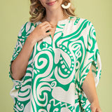 Curvy Coastal Crush Printed Top – Green
