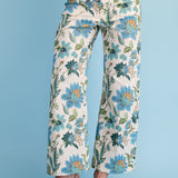 Blue Bloom Cropped Floral Pants