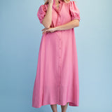 Pretty in Pink Button Down Midi Dress