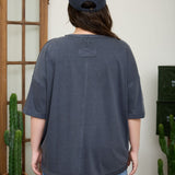 Plus Size Washed Charcoal Cotton Tee