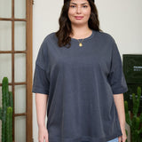 Plus Size Washed Charcoal Cotton Tee