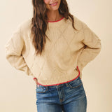 3339GK Diamond Knit Pullover Sweater: Light Heather Gray / Contemporary / S