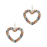 Multicolor Beaded Heart Earrings