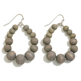 Grey Wood Bead Teardrop Earrings