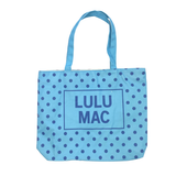 Lulu Mac Canvas Tote – Navy Dot on Blue