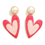 2- Tone Marbled Resin Heart Earrings