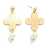 Metal Criss Cross Post Drop Earrings