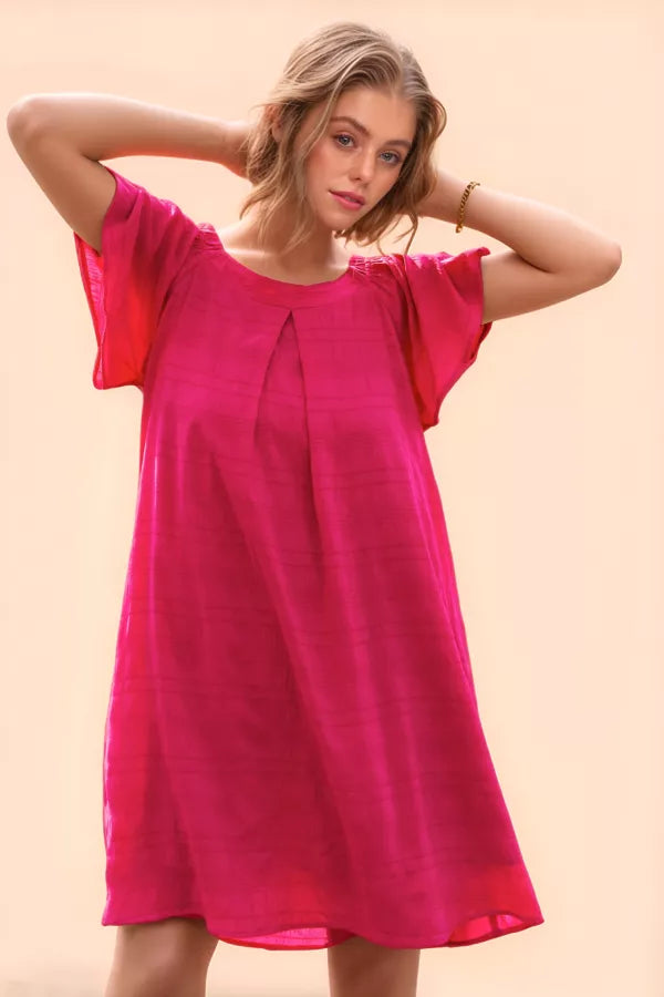 open lace back dress All You Need Fuchsia Pink Shift Dress – Shop the Mint main image 1