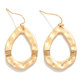 Gold Hammered Teardrop Drop Earrings
