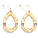 Two-Tone Hammered Teardrop Drop Earrings