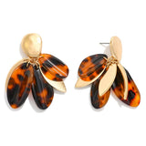 Layered Marbled Petal Drop Earrings with Gold Accents
