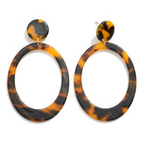 Linked Hoop Marbled Acetate Drop Earrings