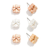 Set of Three Christmas Present Stud Earrings