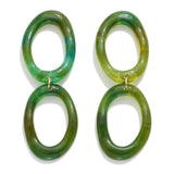 Acetate Chain Link Hollow Irregular Oval Drop Earrings