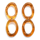 Acetate Chain Link Hollow Irregular Oval Drop Earrings — Amber