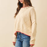 3339GK Diamond Knit Pullover Sweater: Light Heather Gray / Contemporary / S