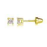 Gold Clear CZ Earrings