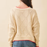 3339GK Diamond Knit Pullover Sweater: Light Heather Gray / Contemporary / M