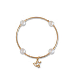Charmed White Pearl & Dove 8mm Gold Blessing Bracelet : Small