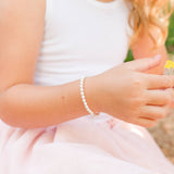 Girls Sterling Silver Dainty Pearl Bracelet: Medium 1-5 Years