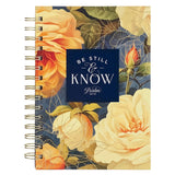 Journal Wirebound Blue LG Floral Be Still Ps. 46:10