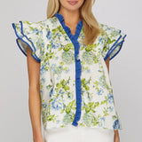 Blue Blossom Ruffle Top